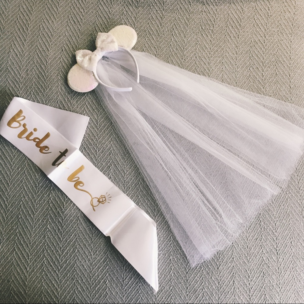 Bridal Minnie Ears + “Bride to be” sash
